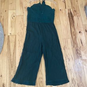 NWT Forest Green Crochet Jumpsuit